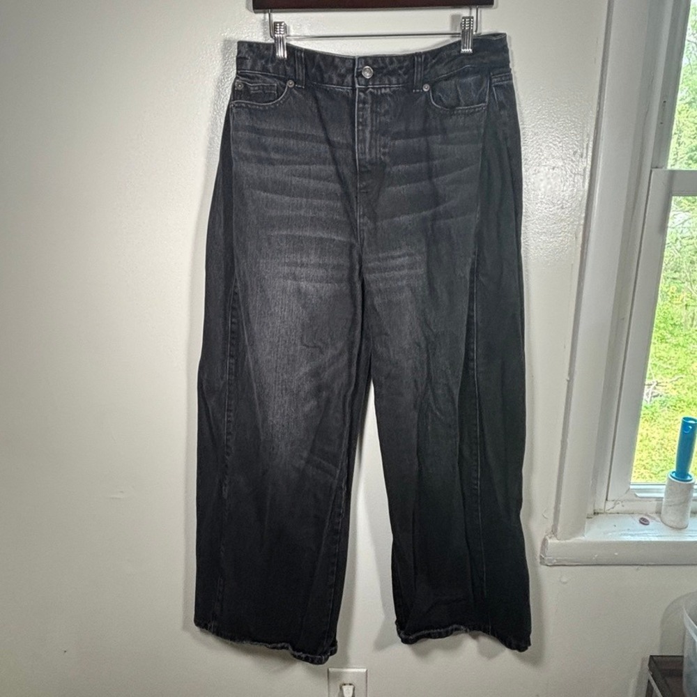 KBB by Kahlana Jeans Women Sz 8 Black Wide Leg High Rise Denim